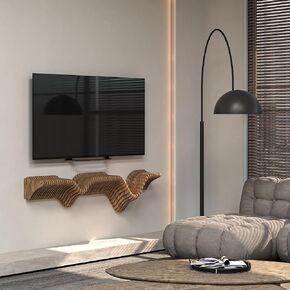 Parametric 40 inch Floating Shelf TV Unit Modern Geometric Wooden Wall Piece Decor Natural Oak Color 3D Wavy Living and Gaming Room Shelf in Saudi Arabia