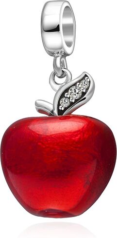 Christmas Apple Charms Authentic 925 Sterling Silver Red Apple Dangle Beads for Bracelet Necklace-Great Gift Ideal in Saudi Arabia
