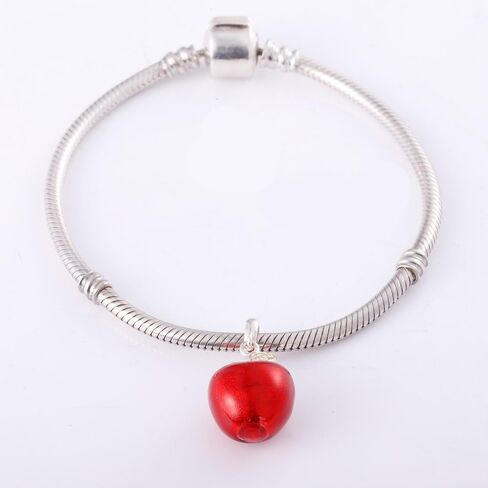 Christmas Apple Charms Authentic 925 Sterling Silver Red Apple Dangle Beads for Bracelet Necklace-Great Gift Ideal in Saudi Arabia