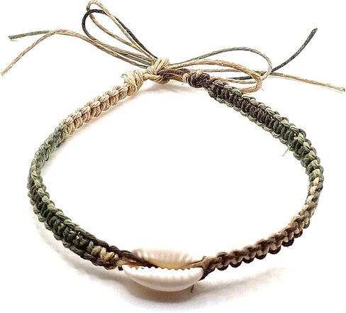 Cowrie شل خلخال سوار أسود قابل للتعديل اليدوية مجوهرات القنب الشاطئ in Kuwait