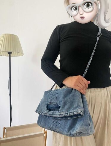 Denim Purses For Women Blue Jean Purse Crossbody Bags Retro Shoulder Bag With Adjustable Chain Strap Handbag Hobo Bag in Kuwait