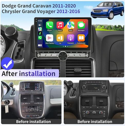 Car Radio for Dodge Grand Caravan 2011-2020 and for Chrysler Grand Voyager 2011-2015 Stereo 9 inch Touchscreen Android 12.0 Radio - Wireless CarPlay & Android Auto/WiFi/EQ/GPS + AHD Backup Camera in Kuwait