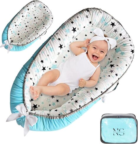 Baby Lounger for Newborn 0-24 Months,Breathable & Soft Infant Baby Nest for Co-Sleeping, Tummy Time & Play,Portable Baby Floor Seat for Home & Travel,Newborn Essentials & Gift in Saudi Arabia