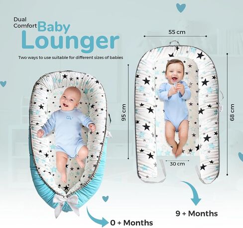 Baby Lounger for Newborn 0-24 Months,Breathable & Soft Infant Baby Nest for Co-Sleeping, Tummy Time & Play,Portable Baby Floor Seat for Home & Travel,Newborn Essentials & Gift in Saudi Arabia