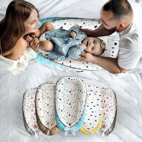 Baby Lounger for Newborn 0-24 Months,Breathable & Soft Infant Baby Nest for Co-Sleeping, Tummy Time & Play,Portable Baby Floor Seat for Home & Travel,Newborn Essentials & Gift in Saudi Arabia