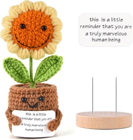 Positive Sunflower Doll Crochet with Card - This is A Little Reminder - Appreciation Gift for Coworker, Best Friend, Teacher, Sister, Mom ， Christmas, Birthday, Thank You Gift for Women Men in Kuwait