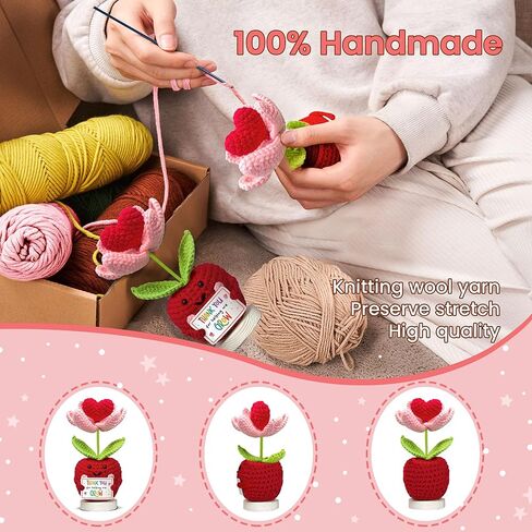 هدية تقدير المعلم من Gossby - كروشيه التفاح الإيجابي المصنوع يدويًا مع بطاقة - شكرًا لمساعدتي على النمو - شكرًا لك، عيد ميلاد، تخرج، آخر يوم دراسي هدية للمعلم من الطالب in Kuwait