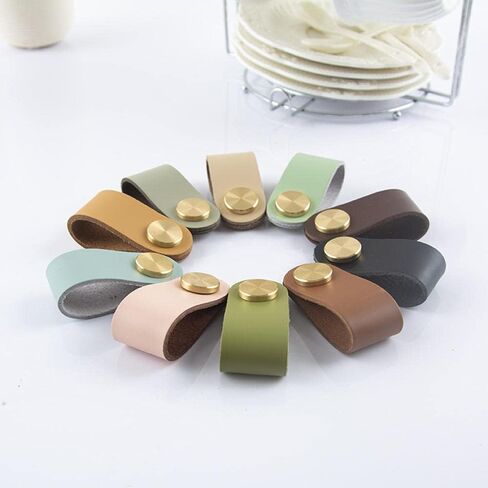 Leather Cabinet Pulls, 4Pcs Single Hole/128Mm Pitch Leather Handle Wardrobe Drawer Furniture Handles in Saudi Arabia