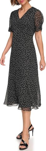DKNY Women's Short Sleeve Button Front Fit & Flare Midi Dress in Saudi Arabia
