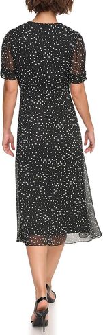 DKNY Women's Short Sleeve Button Front Fit & Flare Midi Dress in Saudi Arabia