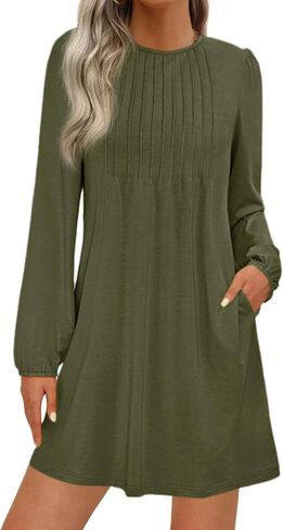 PRETTYGARDEN Fall Dresses for Women 2025 Long Sleeve Mini Short Flowy A Line Casual Holiday Party Tunic Dress Fashion Clothes in Saudi Arabia