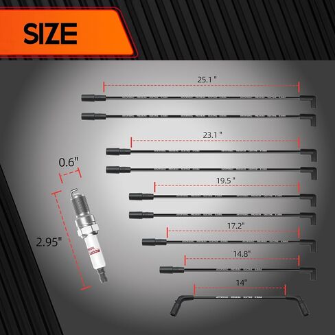 شمعات الإشعال إيريديوم وأسلاك توصيل الإشعال لسيارة Chevy 5.7L 4.3L 5.0L، 41-993 SparkPlugs لـ SILVERADO 1500 Tahoe متوافق مع GMC S10 PICKUP BLAZER 19256067، 9718Q in Saudi Arabia