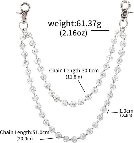Baseball Beaded Wallet Pant Chains - Layered Bag Purse Charm Handbag Accessories for Women Men in Kuwait