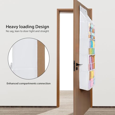 Univivi فوق منظم الأبواب ، منظم تخزين معلق مع 6 جيب سحاب كبير خلف تخزين الباب لحضانة الأطفال ، غرفة الأطفال ، غرفة نوم ، حمام (أبيض صاف) in Kuwait