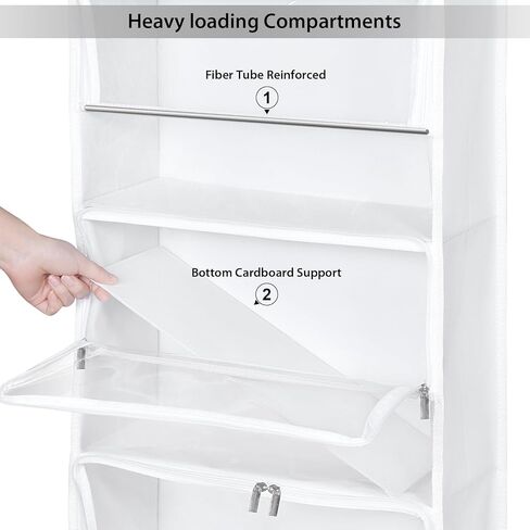 Univivi فوق منظم الأبواب ، منظم تخزين معلق مع 6 جيب سحاب كبير خلف تخزين الباب لحضانة الأطفال ، غرفة الأطفال ، غرفة نوم ، حمام (أبيض صاف) in Kuwait