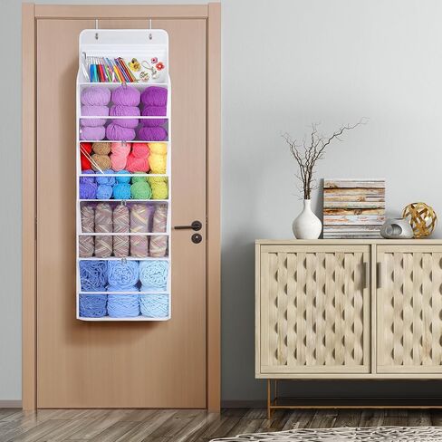 Univivi فوق منظم الأبواب ، منظم تخزين معلق مع 6 جيب سحاب كبير خلف تخزين الباب لحضانة الأطفال ، غرفة الأطفال ، غرفة نوم ، حمام (أبيض صاف) in Kuwait