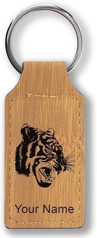 LaserGram Rectangle Keychain, Tiger Head, Personalized Engraving Included in Saudi Arabia