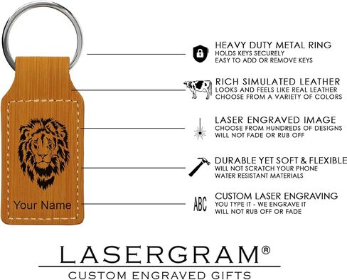 LaserGram Rectangle Keychain, Tiger Head, Personalized Engraving Included in Saudi Arabia