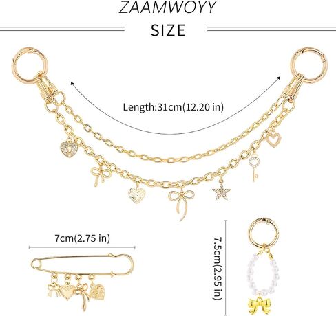 Bag Charms for Handbags - 3pcs Trendy Metal Purse Charms Set with Charm, Safety Pin, and Keychain, Elegant Key Pendant Accessories for Personalizing Bags, Fashion Lovers Women in Saudi Arabia