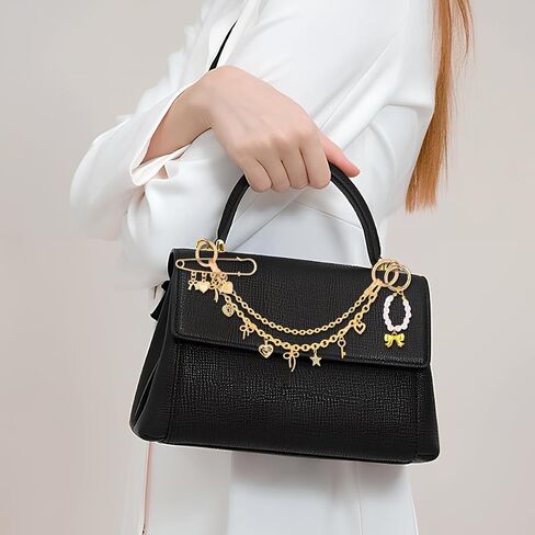 Bag Charms for Handbags - 3pcs Trendy Metal Purse Charms Set with Charm, Safety Pin, and Keychain, Elegant Key Pendant Accessories for Personalizing Bags, Fashion Lovers Women in Saudi Arabia