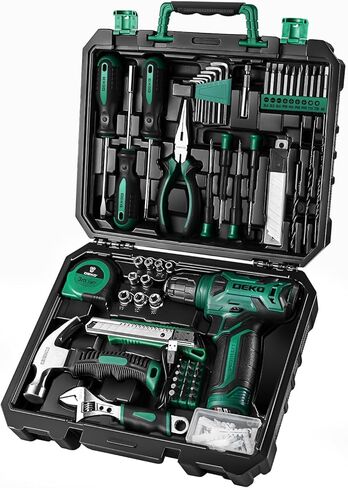 Power Drill Tool Set Kit: DEKOPRO Cordless Drill Tool Box with 12V Battery Electric Drill Driver for Home Hand Repair Power Tools Sets Drills Case in Kuwait