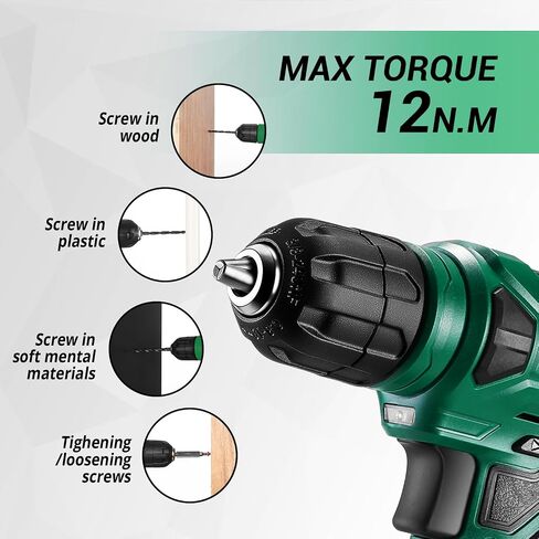 Power Drill Tool Set Kit: DEKOPRO Cordless Drill Tool Box with 12V Battery Electric Drill Driver for Home Hand Repair Power Tools Sets Drills Case in Kuwait