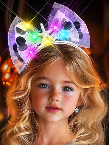 عصابة رأس جونكي المضيئة على شكل فيونكة شعر على شكل نجمة البحر المتوهجة، إكسسوارات شعر للنساء (أصفر، مقاس واحد) in Kuwait