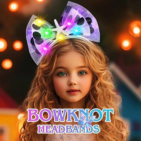 عصابة رأس جونكي المضيئة على شكل فيونكة شعر على شكل نجمة البحر المتوهجة، إكسسوارات شعر للنساء (أصفر، مقاس واحد) in Kuwait