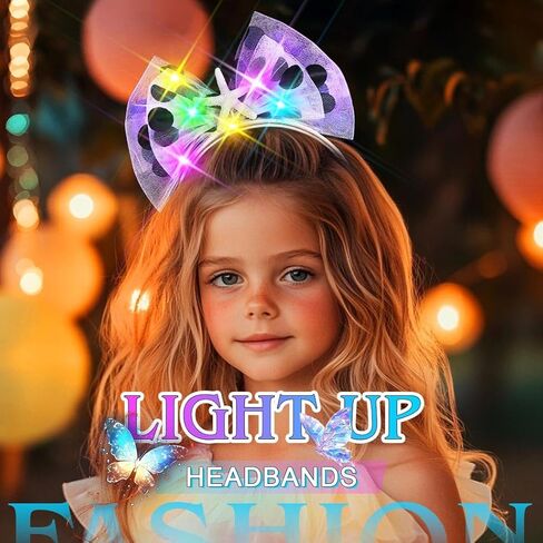 عصابة رأس جونكي المضيئة على شكل فيونكة شعر على شكل نجمة البحر المتوهجة، إكسسوارات شعر للنساء (أصفر، مقاس واحد) in Kuwait