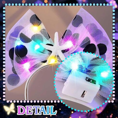 عصابة رأس جونكي المضيئة على شكل فيونكة شعر على شكل نجمة البحر المتوهجة، إكسسوارات شعر للنساء (أصفر، مقاس واحد) in Kuwait