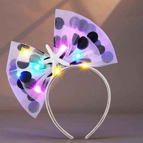 عصابة رأس جونكي المضيئة على شكل فيونكة شعر على شكل نجمة البحر المتوهجة، إكسسوارات شعر للنساء (أصفر، مقاس واحد) in Kuwait