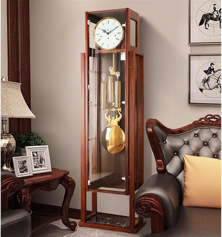 Floor Grandstand Clock Wooden Floor Clock Coffee Home Decor Grandfather Timepiece with Cable-Driven Octave Movement Living Room Clock in Saudi Arabia