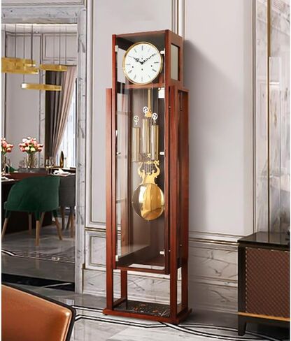 Floor Grandstand Clock Wooden Floor Clock Coffee Home Decor Grandfather Timepiece with Cable-Driven Octave Movement Living Room Clock in Saudi Arabia