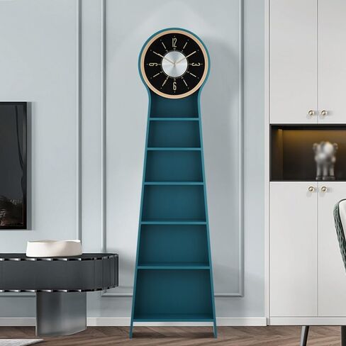 Floor Grandstand Clock Floor Clock with 6 Shelves Living Room Modern Minimalist Desk Clock Shelf Bookshelf Desk Clock Ornaments Living Room Clock in Saudi Arabia
