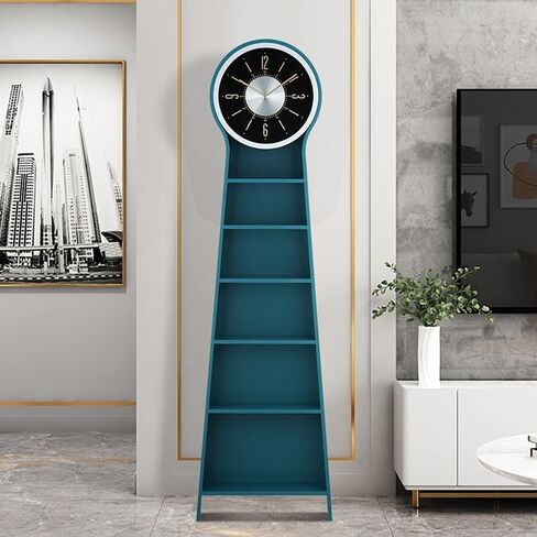 Floor Grandstand Clock Floor Clock with 6 Shelves Living Room Modern Minimalist Desk Clock Shelf Bookshelf Desk Clock Ornaments Living Room Clock in Saudi Arabia