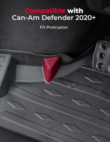 سجادات أرضية KEMIMOTO 4 قطع متوافقة مع 2020-2025 Can-Am Defender MAX HD 7/8/9/10 بطانات أرضية مطاطية مضادة للانزلاق وحماية من جميع الأحوال الجوية للمقاعد الأمامية والخلفية (مع قطع زاوية) in Saudi Arabia