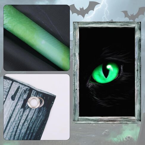 2pcs Realistic Black Cat Halloween Curtains, Scary Cover Spooky Window Stickers Halloween Window Decorations for Home Office School Party Decor in Saudi Arabia
