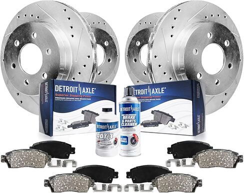 Detroit Axle - Brake Kit for 10-17 Ford Expedition Lincoln Navigator Drilled & Slotted Brake Rotors 2010 2011 2012 2013 2014 2015 2016 2017 Ceramic Brakes Pads Front and Rear Replacement in Saudi Arabia