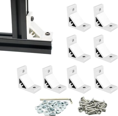 Iverntech 4pcs Black Corner Bracket 78x78mm, 4 Hole Inside Strong Support Corner Brackets Gusset for 2020 Aluminum Extrusion Profile with 16Pcs M5 Screws + 16Pcs M5 T Nuts in Kuwait