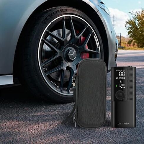حافظة لحمل مضخة هواء محمولة من Air Moto منفاخ إطارات محمول - غطاء صلب لمنفاخ الإطارات وجيب شبكي لضاغط الهواء المحمول لموصلات مضخة الهواء (صندوق فقط) أسود in Kuwait