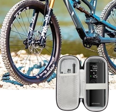حافظة لحمل مضخة هواء محمولة من Air Moto منفاخ إطارات محمول - غطاء صلب لمنفاخ الإطارات وجيب شبكي لضاغط الهواء المحمول لموصلات مضخة الهواء (صندوق فقط) أسود in Kuwait