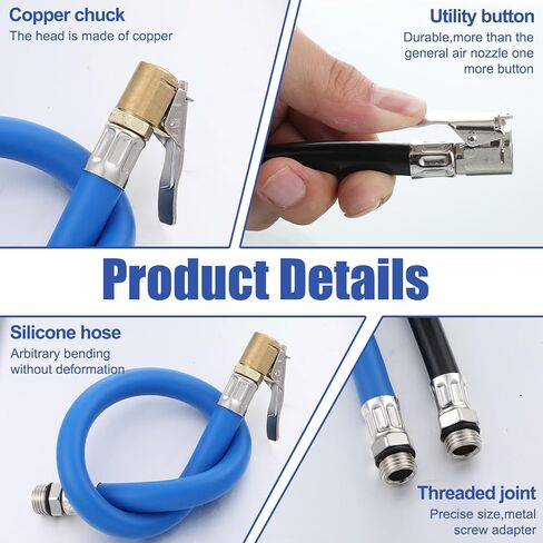 15'' Tire Inflator Extension Tube, Tyre Pump Quick Inflation Chuck Adapter Hose for Quick-Inflation Clip-On Air Chuck High-Pressure Tube for Car Motorcycle Bicycle Maintenance Accessories in Saudi Arabia