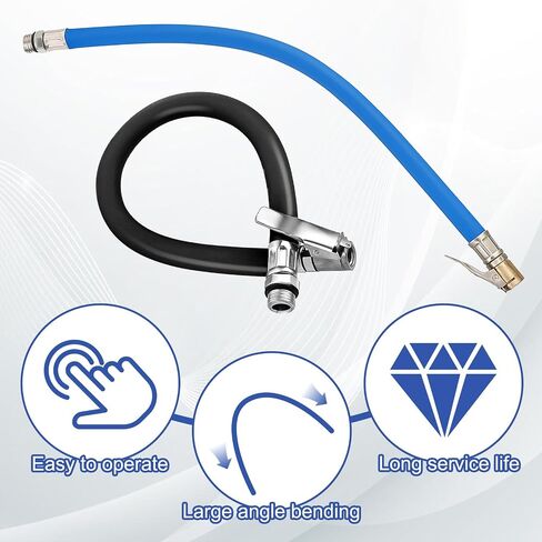 15'' Tire Inflator Extension Tube, Tyre Pump Quick Inflation Chuck Adapter Hose for Quick-Inflation Clip-On Air Chuck High-Pressure Tube for Car Motorcycle Bicycle Maintenance Accessories in Saudi Arabia