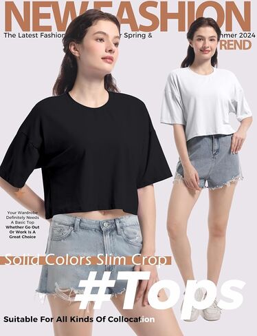 2 قطعة المرأة الأساسية المحاصيل الأعلى قطرة الكتف تي شيرت نصف كم اقتصاص المحملة Crewneck كم قصير بلوزة الصيف عادية in Kuwait
