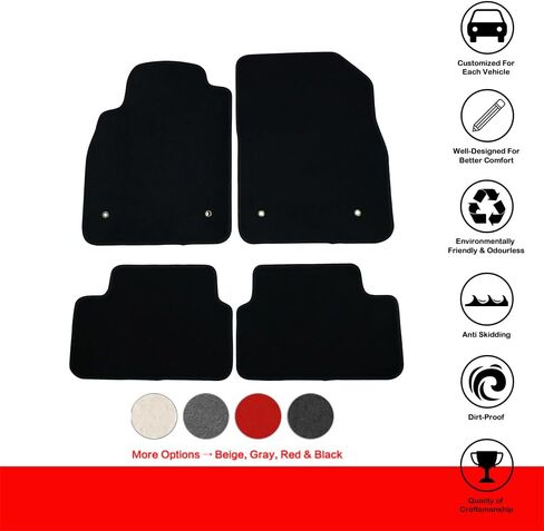 Floor Mats Compatible with 2008-2015 Chevrolet Cruze, 2016 Cruze Limited, Black Nylon Flooring Protection Interior Carpets by IKON MOTORSPORTS, 2009 2010 2011 2012 2013 2014 2015 in Saudi Arabia