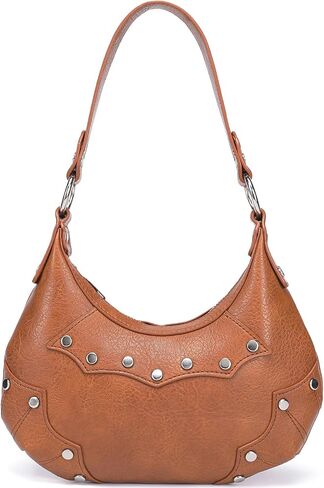 Women's Goth Y2k Mini Purse Crescent Small Hobo Shoulder Bag with Rivets in Saudi Arabia