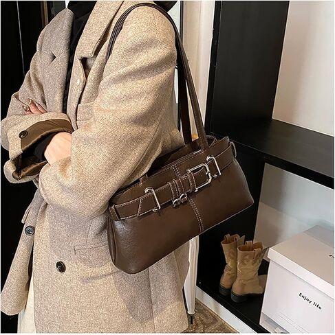 حقيبة كتف JYG للنساء محفظة كلاسيكية Y2K Hobo مع مشبك حزام حقيبة يد صغيرة من جلد البولي يوريثان تحت الإبط in Kuwait