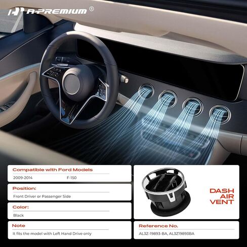 A-Premium 4PCS Dashboard AC Heater Air Duct Vent Louvre Compatible with Ford F-150 F150 2009-2014, Front Driver and Passenger Side, Black in Saudi Arabia
