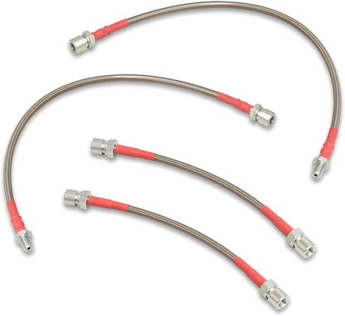 AJP Distributors Silver Stainless Steel Braided Oil Brake Lines Hoses Cables Kit 4PCS Front & Rear Set Compatible/Replacement For 944 1982 1983 1984 1985 1986 1987 1988 1989 82 83 84 85 86 87 88 89 in Saudi Arabia