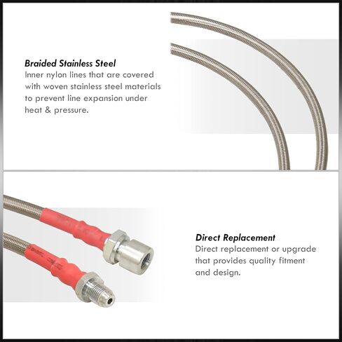 AJP Distributors Silver Stainless Steel Braided Oil Brake Lines Hoses Cables Kit 4PCS Front & Rear Set Compatible/Replacement For 944 1982 1983 1984 1985 1986 1987 1988 1989 82 83 84 85 86 87 88 89 in Saudi Arabia